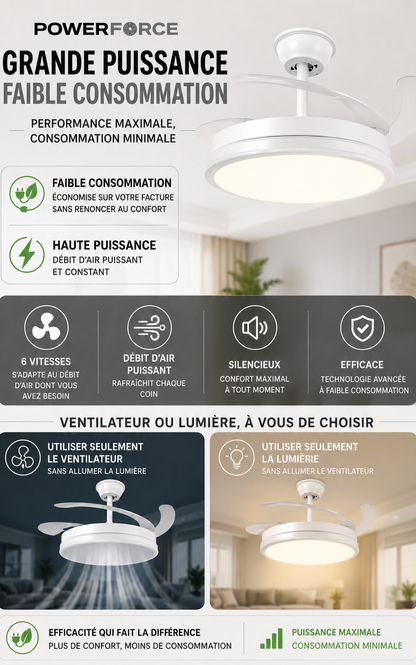 Ventilateur Powerforce™️ avec éclairage intégré | Économe en énergie